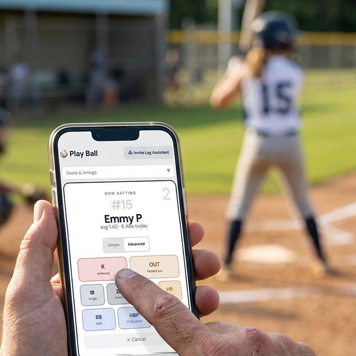 Live at-bat tracking on a phone at a baseball game