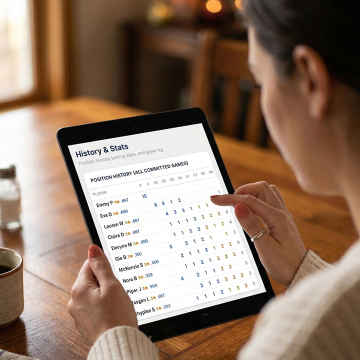 Fair defensive rotation history on a tablet